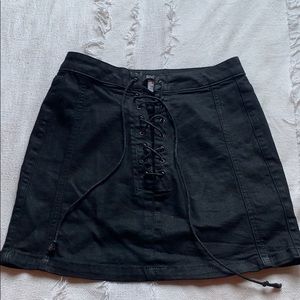 BDG Black Lace-Up Mini Skirt